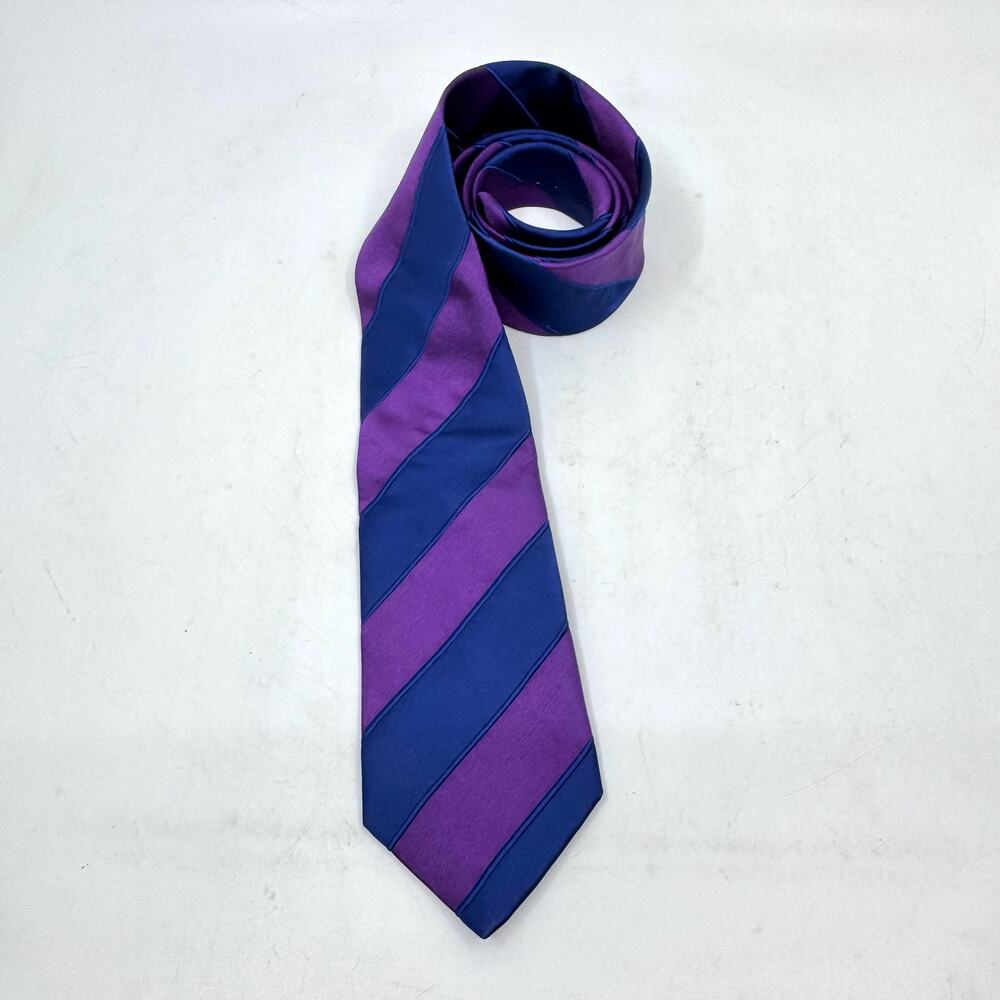 ETON Textured Blue & Purple Striped Silk Tie